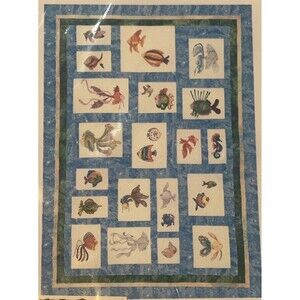 With Needle And Thread Fish Frollies Appliqué Quilt Pattern Ocean Marine Theme